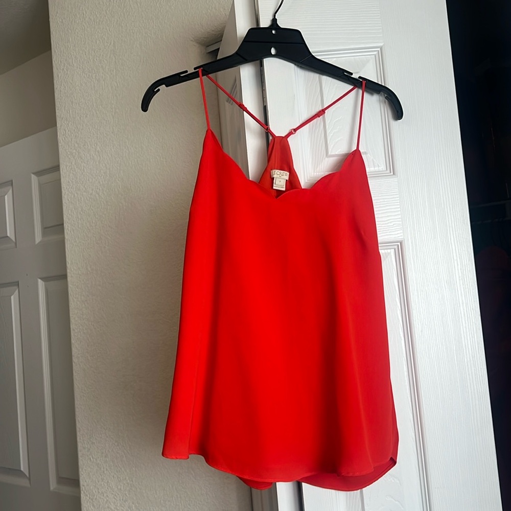 J. Crew candy apple red scalloped cami